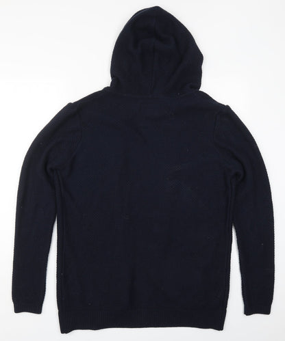 Topman Mens Blue High Neck  Cotton Cardigan Jumper Size XS