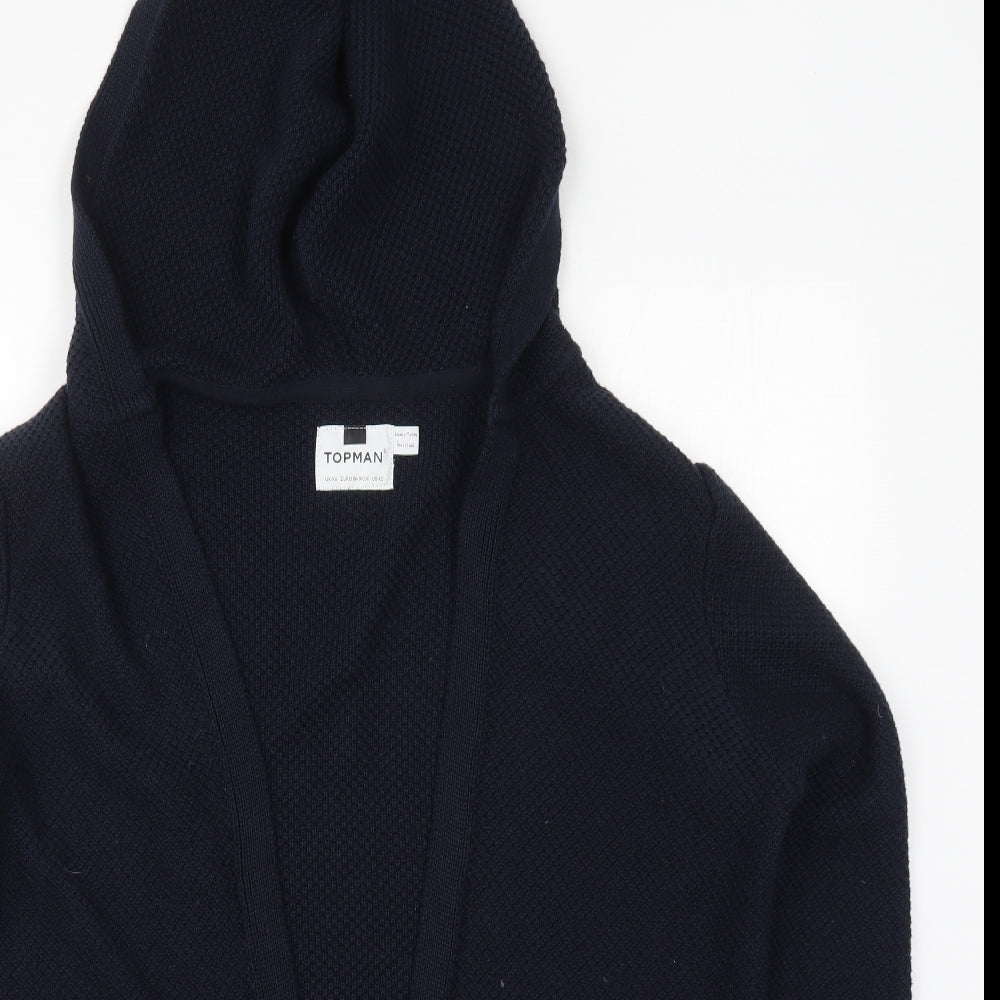 Topman Mens Blue High Neck  Cotton Cardigan Jumper Size XS