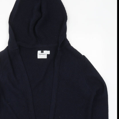 Topman Mens Blue High Neck  Cotton Cardigan Jumper Size XS