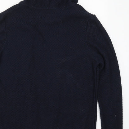 Topman Mens Blue High Neck  Cotton Cardigan Jumper Size XS