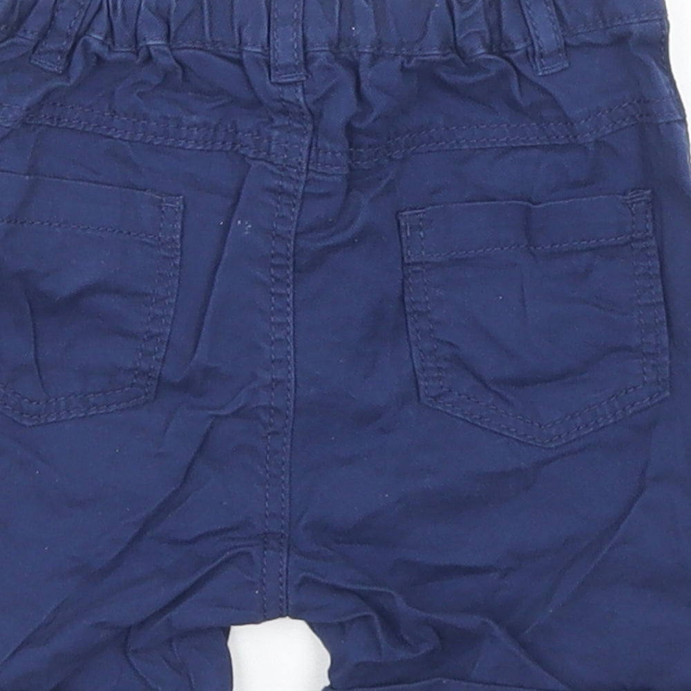 Marks and Spencer Boys Blue  Cotton Cropped Trousers Size 12-18 Months  Snap