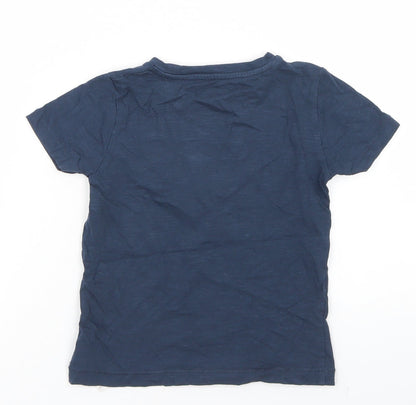 Mothercare Boys Blue  Cotton Basic T-Shirt Size 3-4 Years Crew Neck  - Living Legend