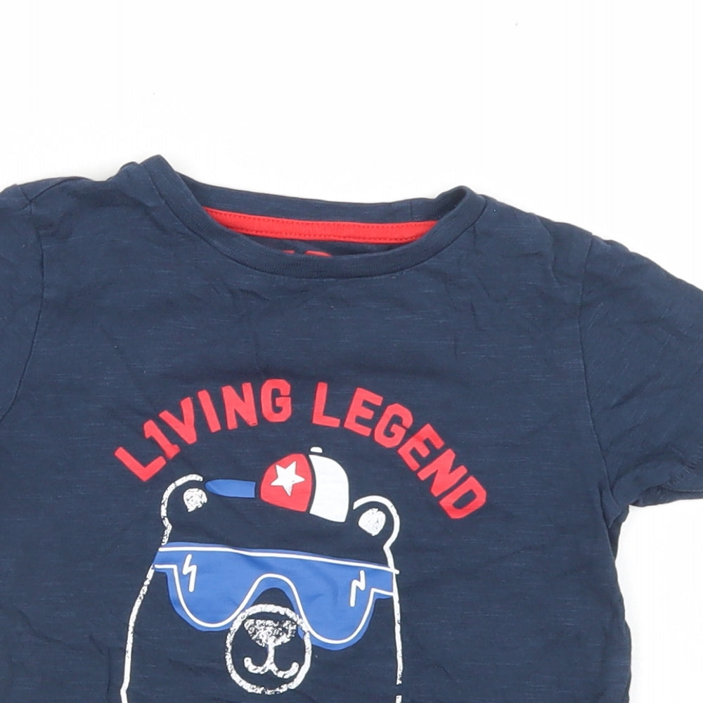 Mothercare Boys Blue  Cotton Basic T-Shirt Size 3-4 Years Crew Neck  - Living Legend