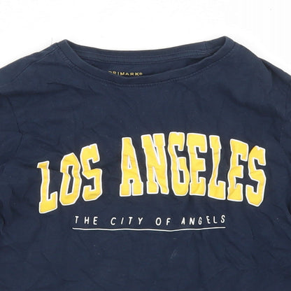 Primark Boys Blue  Cotton Basic T-Shirt Size 7-8 Years Crew Neck  - Los Angeles