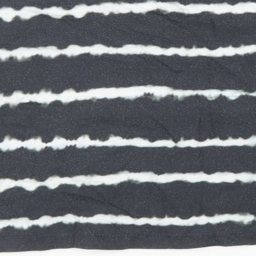 F&F Girls Grey Striped Cotton Cropped T-Shirt Size 6-7 Years Crew Neck