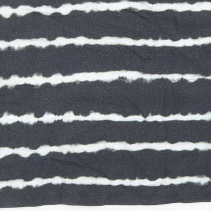 F&F Girls Grey Striped Cotton Cropped T-Shirt Size 6-7 Years Crew Neck