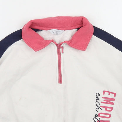 Primark Girls White Colourblock Cotton Pullover Sweatshirt Size 8-9 Years   - Cropped