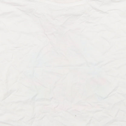 Dunnes Stores Girls White  Cotton Cropped T-Shirt Size 5-6 Years Crew Neck  - Vacay Vibes