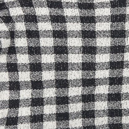 F&F Womens Black Crew Neck Check Cotton Pullover Jumper Size 6   - Flare Sleeve