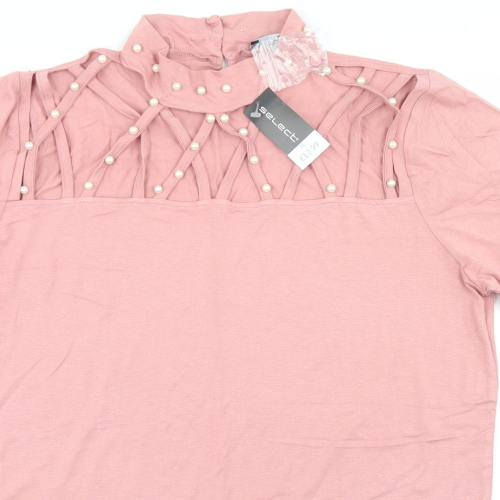 Womens UK Size XL Select Pink Basic T-Shirt