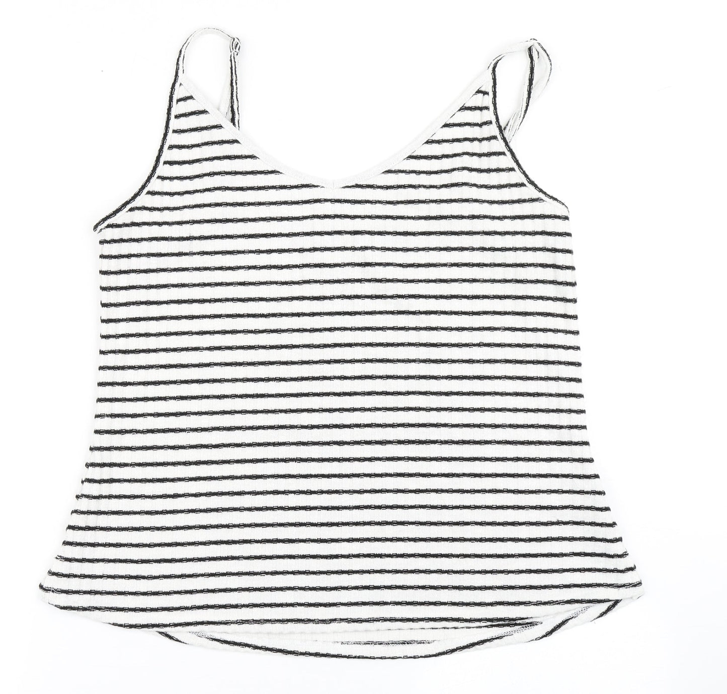 Old Navy Womens White Striped Viscose Camisole Tank Size L V-Neck
