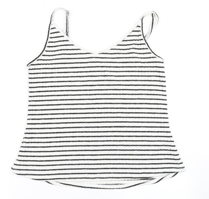 Old Navy Womens White Striped Viscose Camisole Tank Size L V-Neck