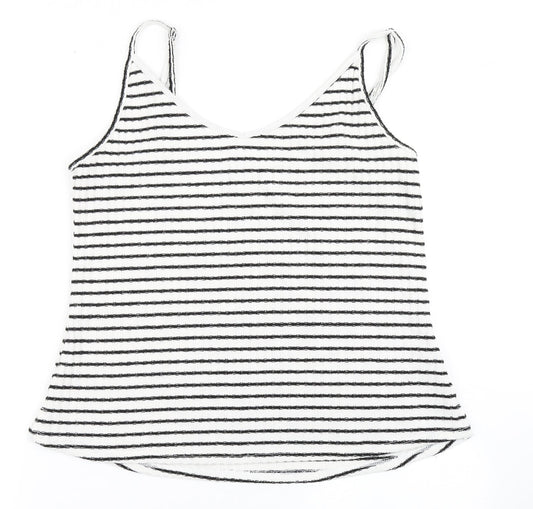 Old Navy Womens White Striped Viscose Camisole Tank Size L V-Neck
