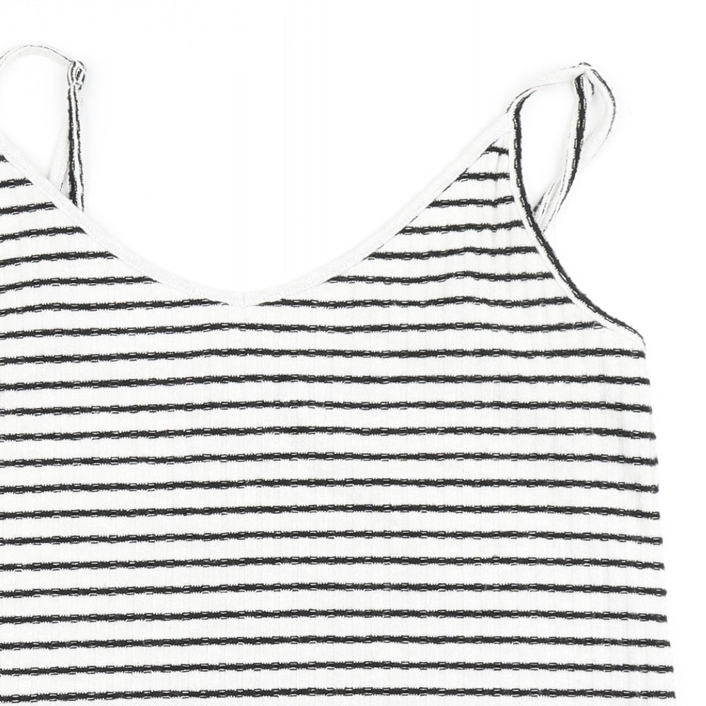 Old Navy Womens White Striped Viscose Camisole Tank Size L V-Neck