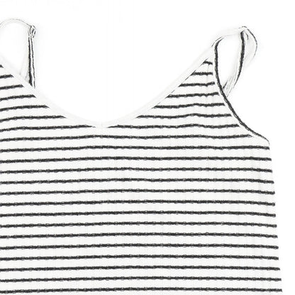 Old Navy Womens White Striped Viscose Camisole Tank Size L V-Neck