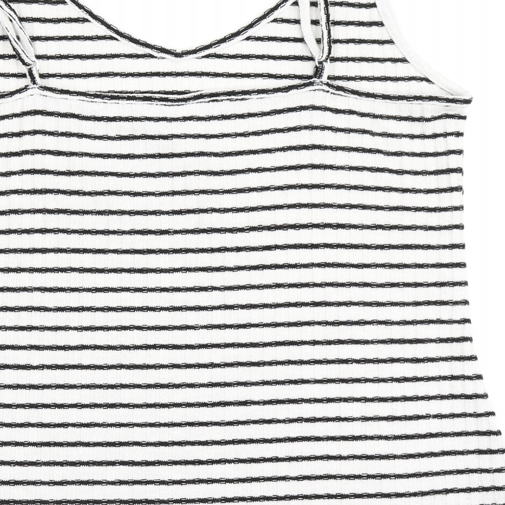 Old Navy Womens White Striped Viscose Camisole Tank Size L V-Neck
