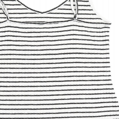 Old Navy Womens White Striped Viscose Camisole Tank Size L V-Neck
