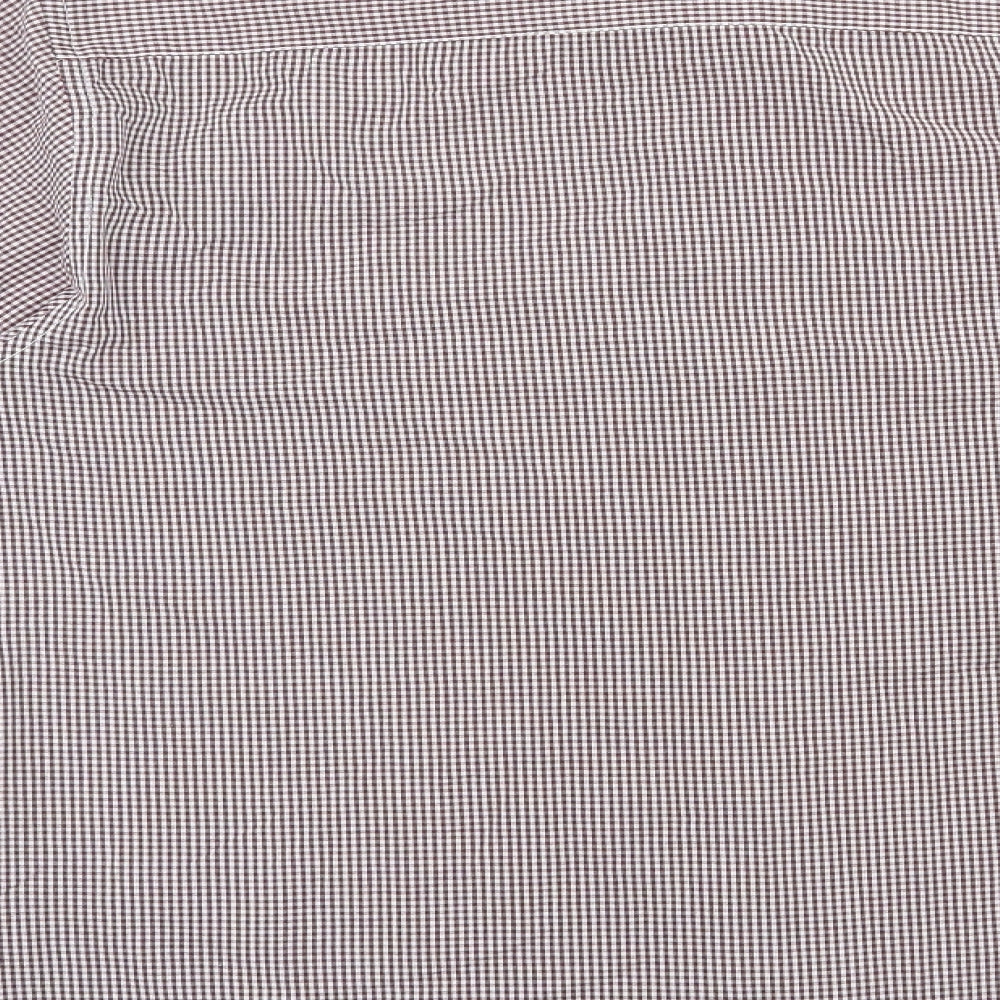 Primark Mens Red Check Polyester  Button-Up Size 16 Collared Button