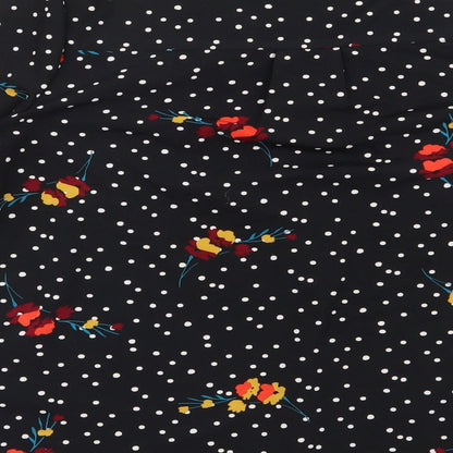 Papaya Womens Black Polka Dot Polyester Basic Blouse Size 12 V-Neck