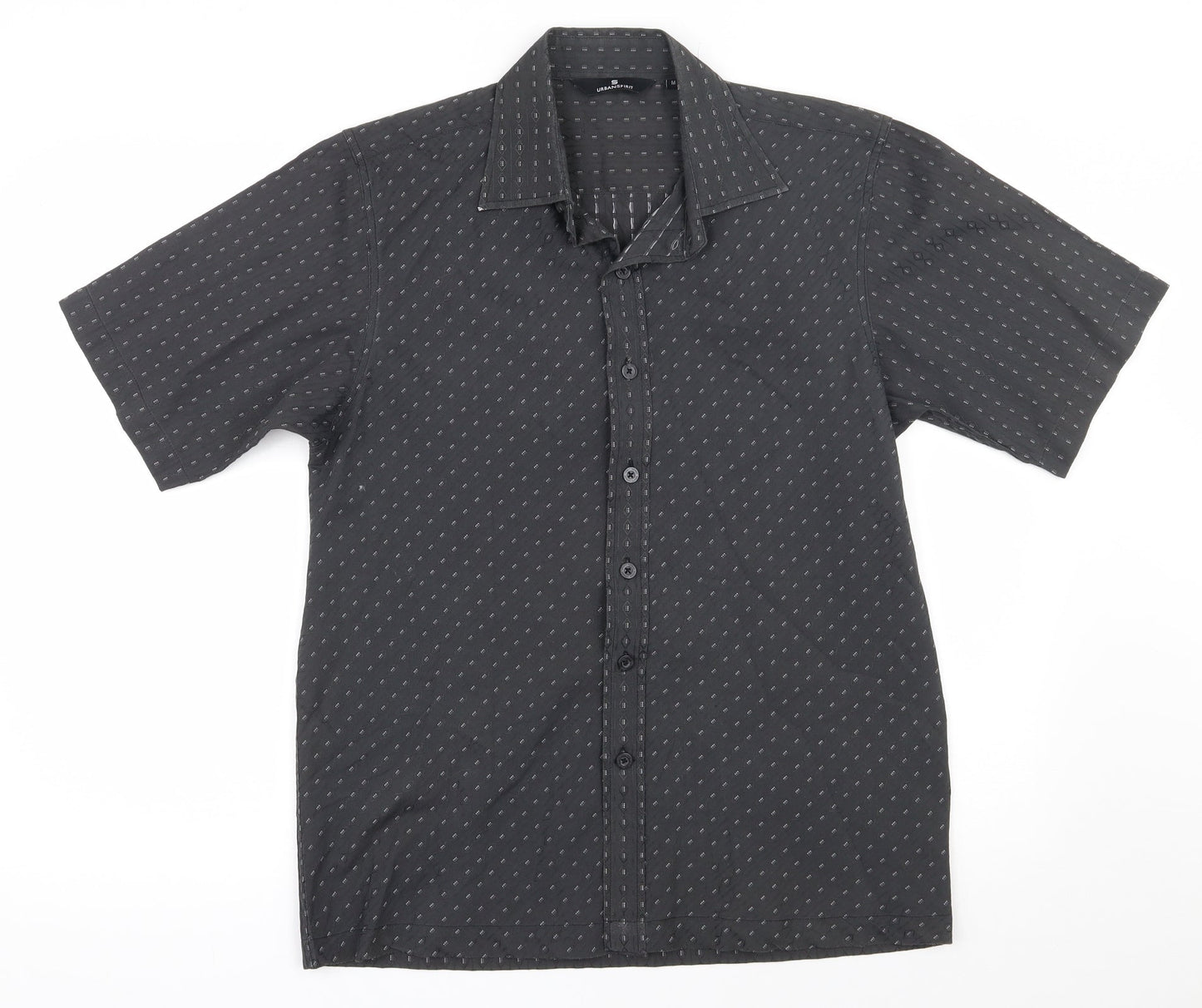 UrbanSpirit Mens Grey Geometric Polyester  Button-Up Size M Collared Button