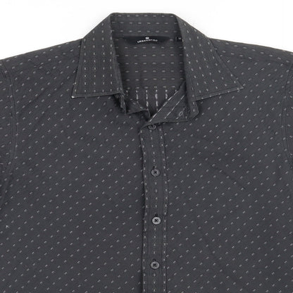 UrbanSpirit Mens Grey Geometric Polyester  Button-Up Size M Collared Button