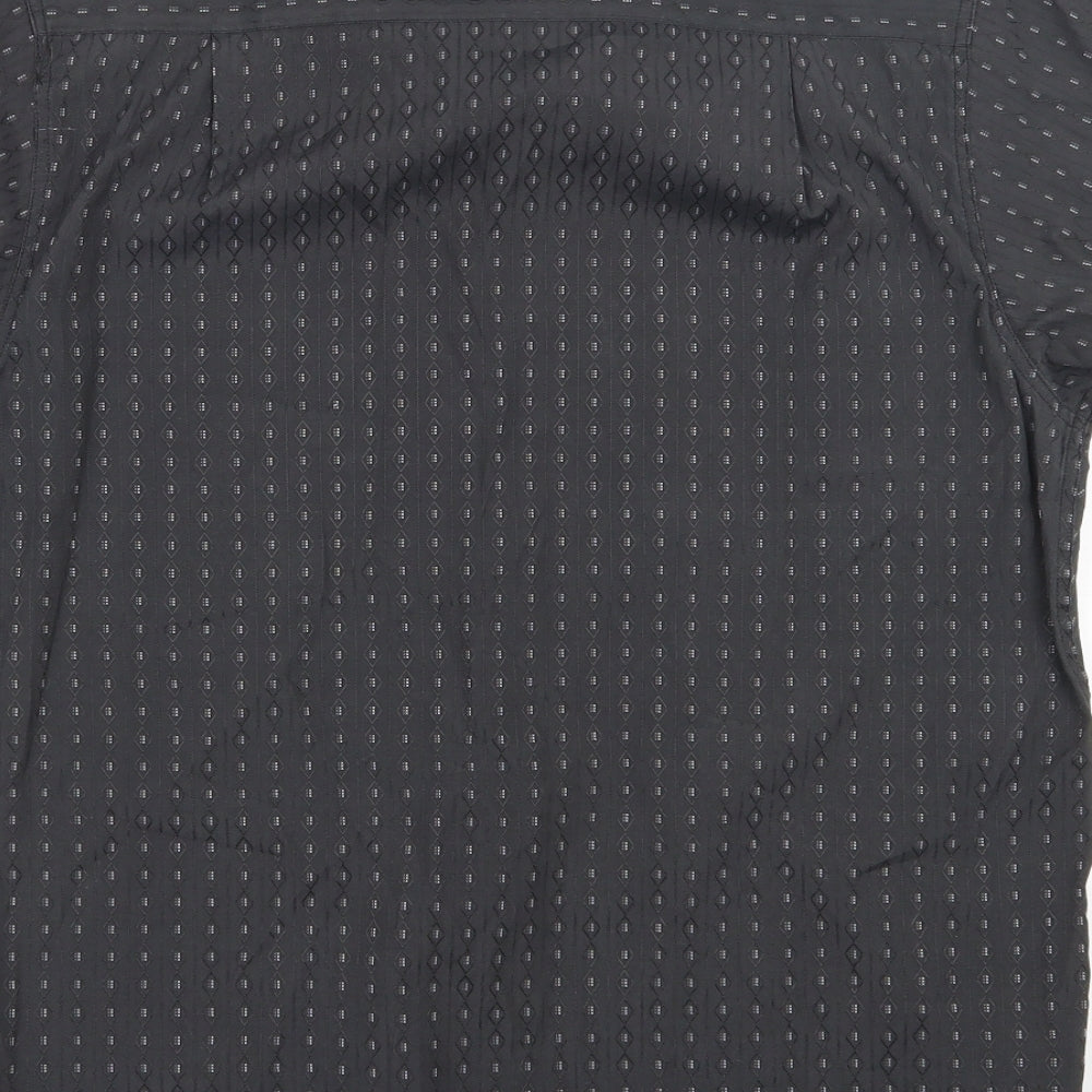 UrbanSpirit Mens Grey Geometric Polyester  Button-Up Size M Collared Button