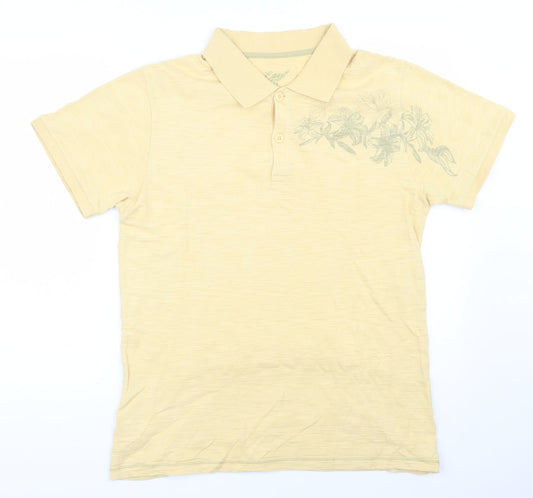Matalan  Mens Yellow  100% Cotton  Polo Size M Collared Button