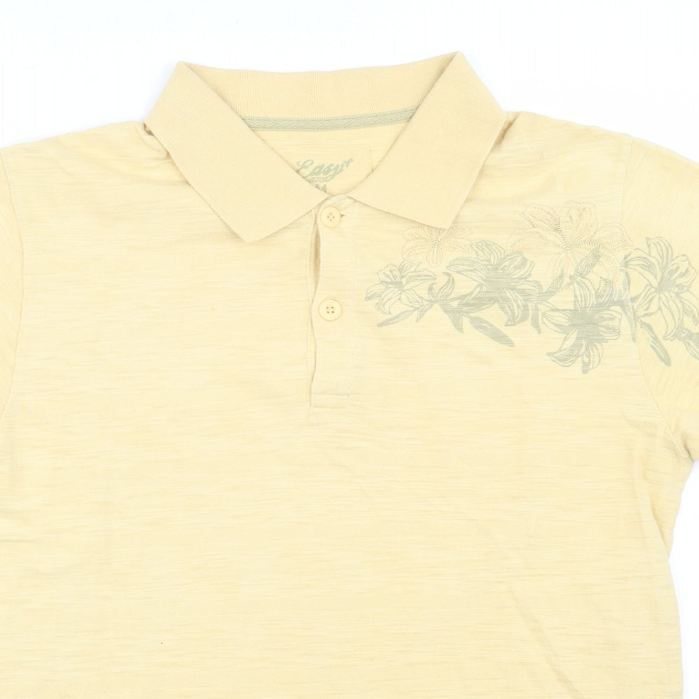 Matalan  Mens Yellow  100% Cotton  Polo Size M Collared Button