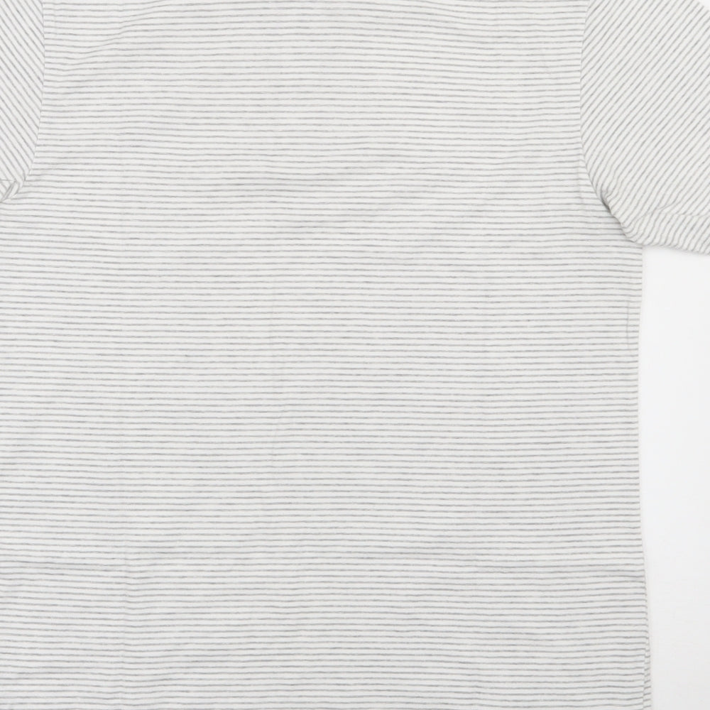 TU Mens Grey Striped Cotton  Polo Size S Collared Buckle