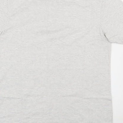 TU Mens Grey Striped Cotton  Polo Size S Collared Buckle