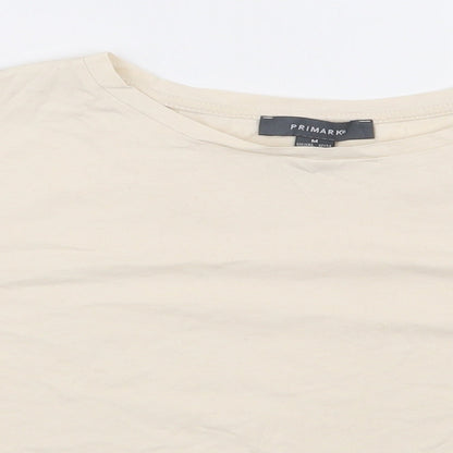 Primark  Womens Beige  100% Cotton Cropped T-Shirt Size 12 Round Neck