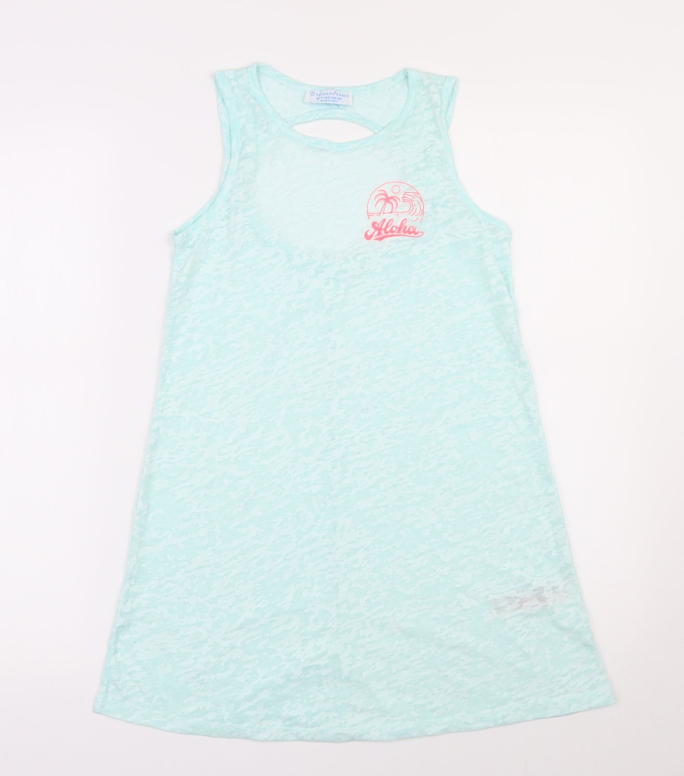 Primark Girls Green  Polyester Tunic Tank Size 10-11 Years Round Neck Pullover