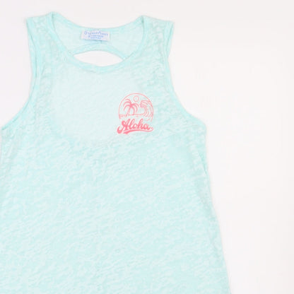 Primark Girls Green  Polyester Tunic Tank Size 10-11 Years Round Neck Pullover