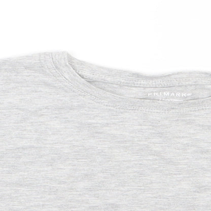 Primark Girls Grey  Cotton Cropped T-Shirt Size 7-8 Years Round Neck Pullover