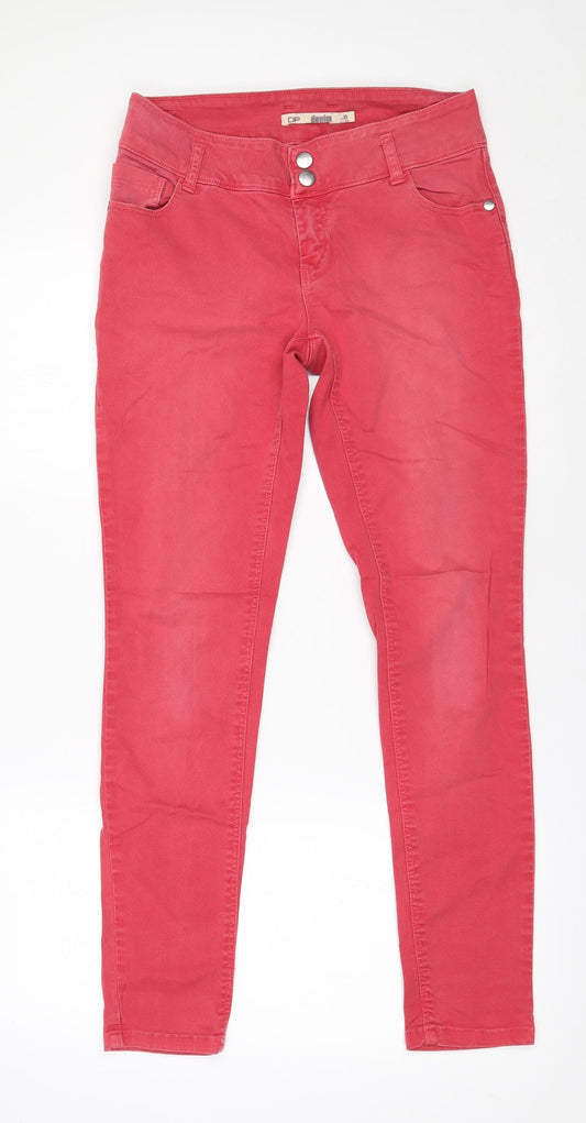 Dorothy Perkins Womens Pink  Cotton Skinny Jeans Size 8 L29 in Regular Tie