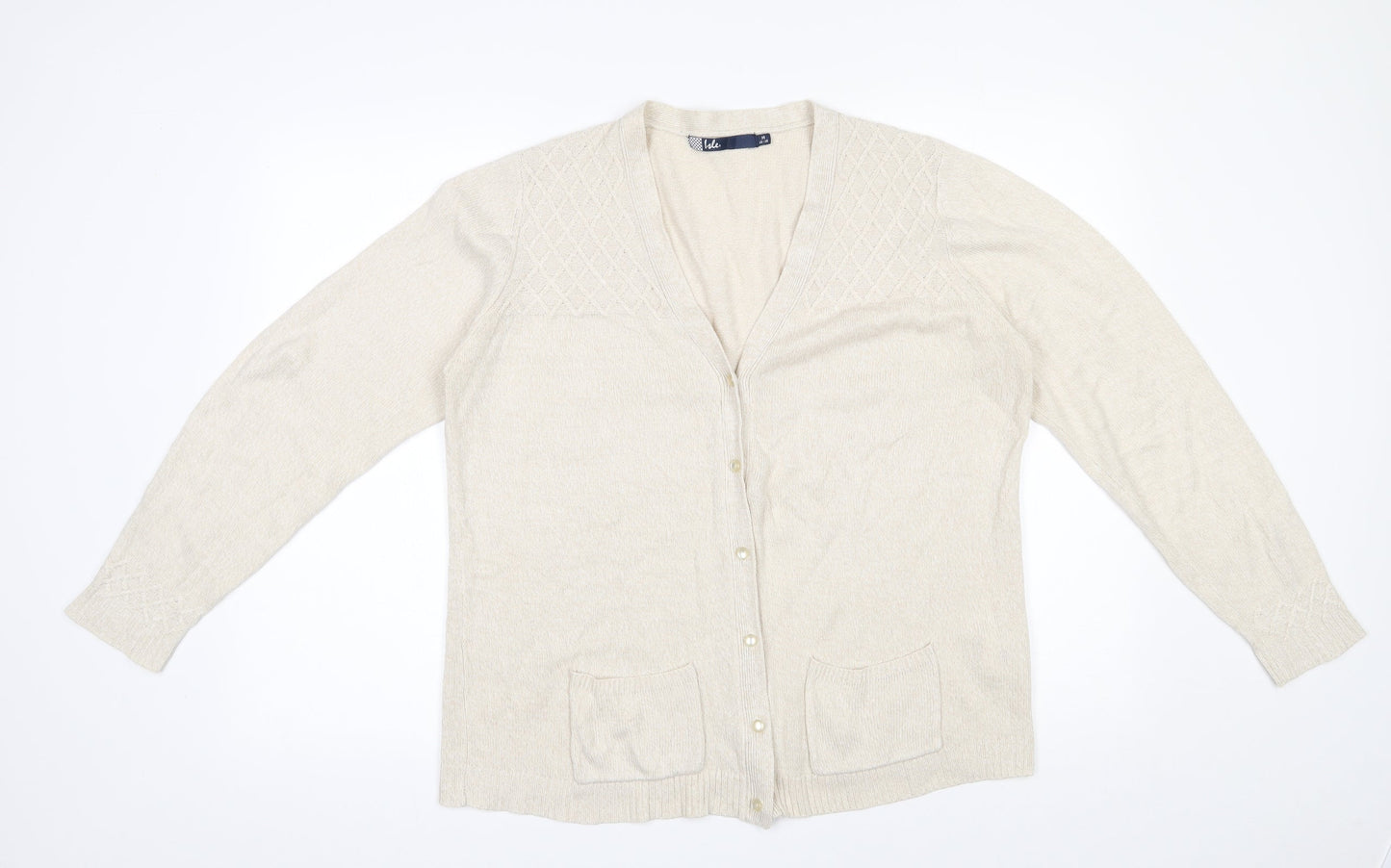 Womens UK Size 14 Isle Beige Cardigan Jumper