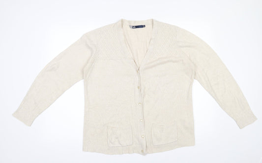 Womens UK Size 14 Isle Beige Cardigan Jumper