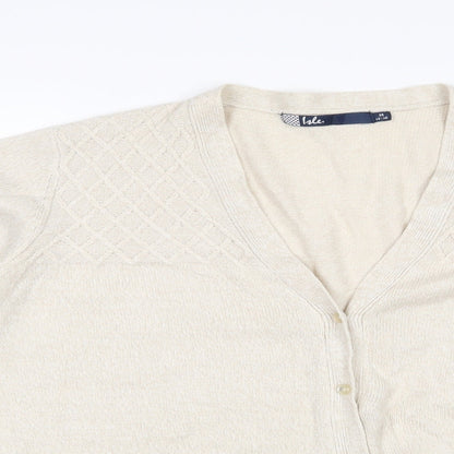 Womens UK Size 14 Isle Beige Cardigan Jumper
