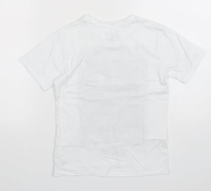 NEXT Boys White  Cotton Basic T-Shirt Size 7 Years Round Neck Pullover
