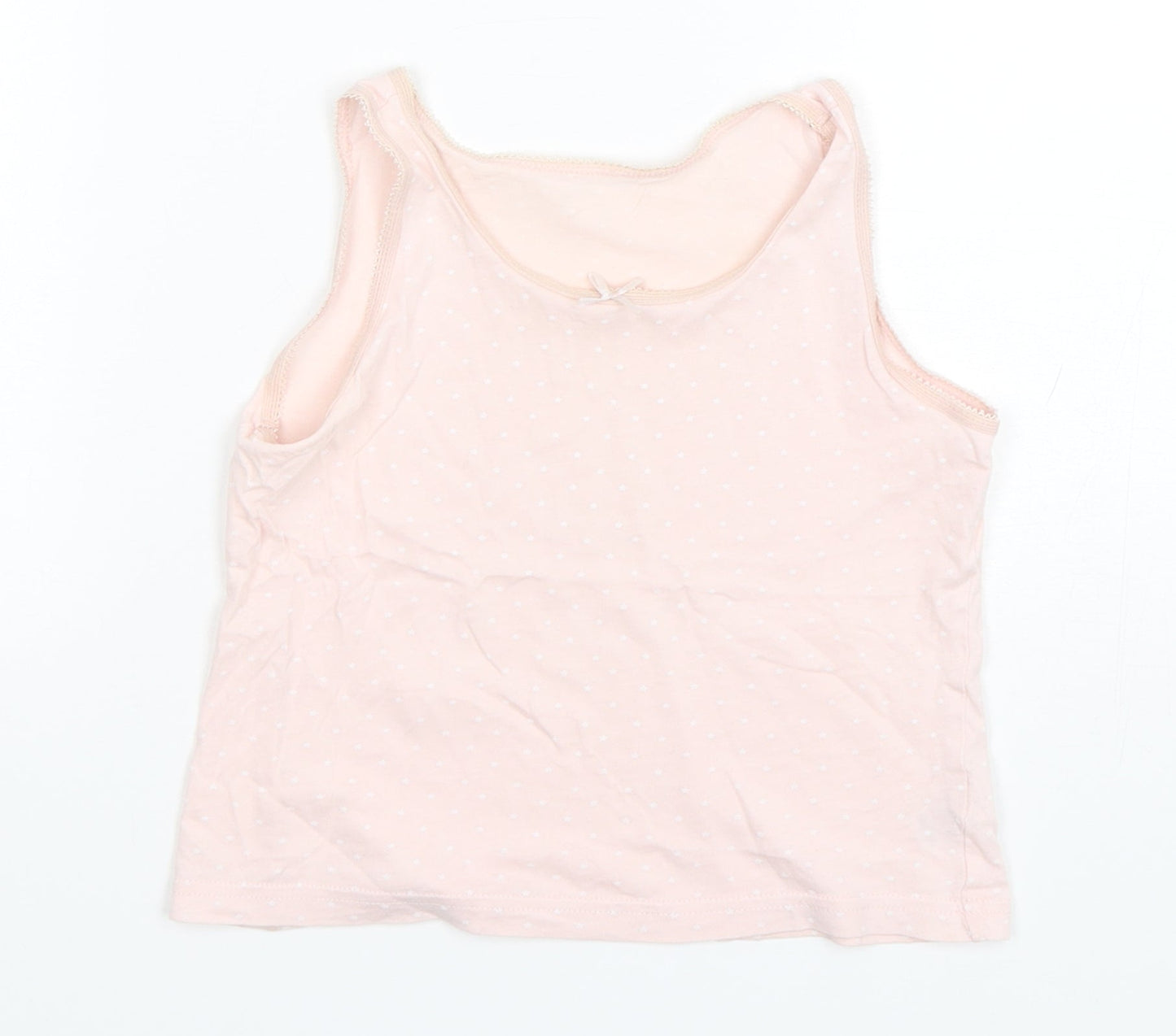 George Girls Pink Polka Dot Cotton Basic Tank Size 7-8 Years Round Neck Pullover