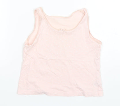 George Girls Pink Polka Dot Cotton Basic Tank Size 7-8 Years Round Neck Pullover