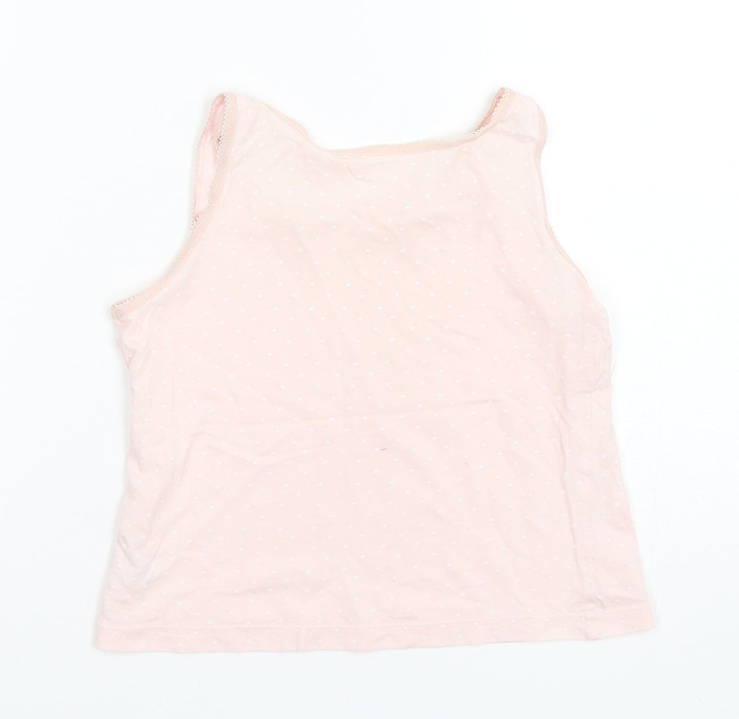 George Girls Pink Polka Dot Cotton Basic Tank Size 7-8 Years Round Neck Pullover