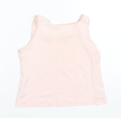 George Girls Pink Polka Dot Cotton Basic Tank Size 7-8 Years Round Neck Pullover