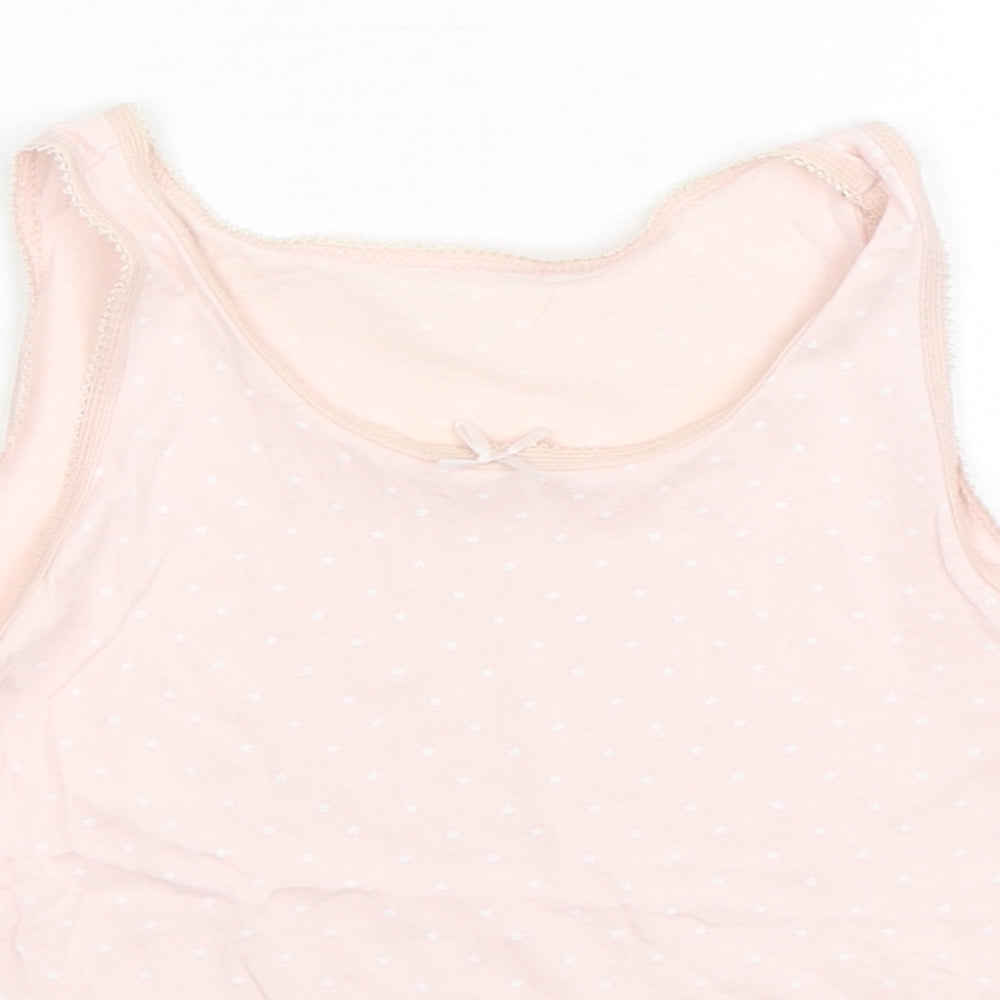 George Girls Pink Polka Dot Cotton Basic Tank Size 7-8 Years Round Neck Pullover