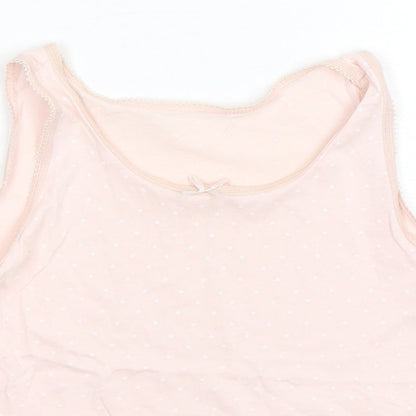 George Girls Pink Polka Dot Cotton Basic Tank Size 7-8 Years Round Neck Pullover
