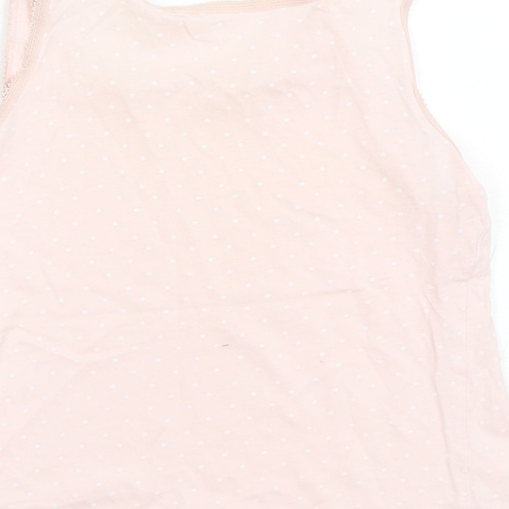 George Girls Pink Polka Dot Cotton Basic Tank Size 7-8 Years Round Neck Pullover