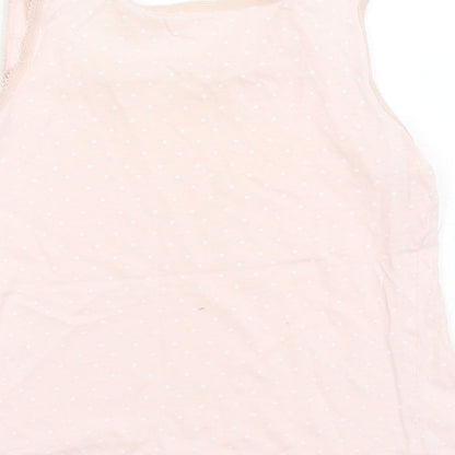 George Girls Pink Polka Dot Cotton Basic Tank Size 7-8 Years Round Neck Pullover