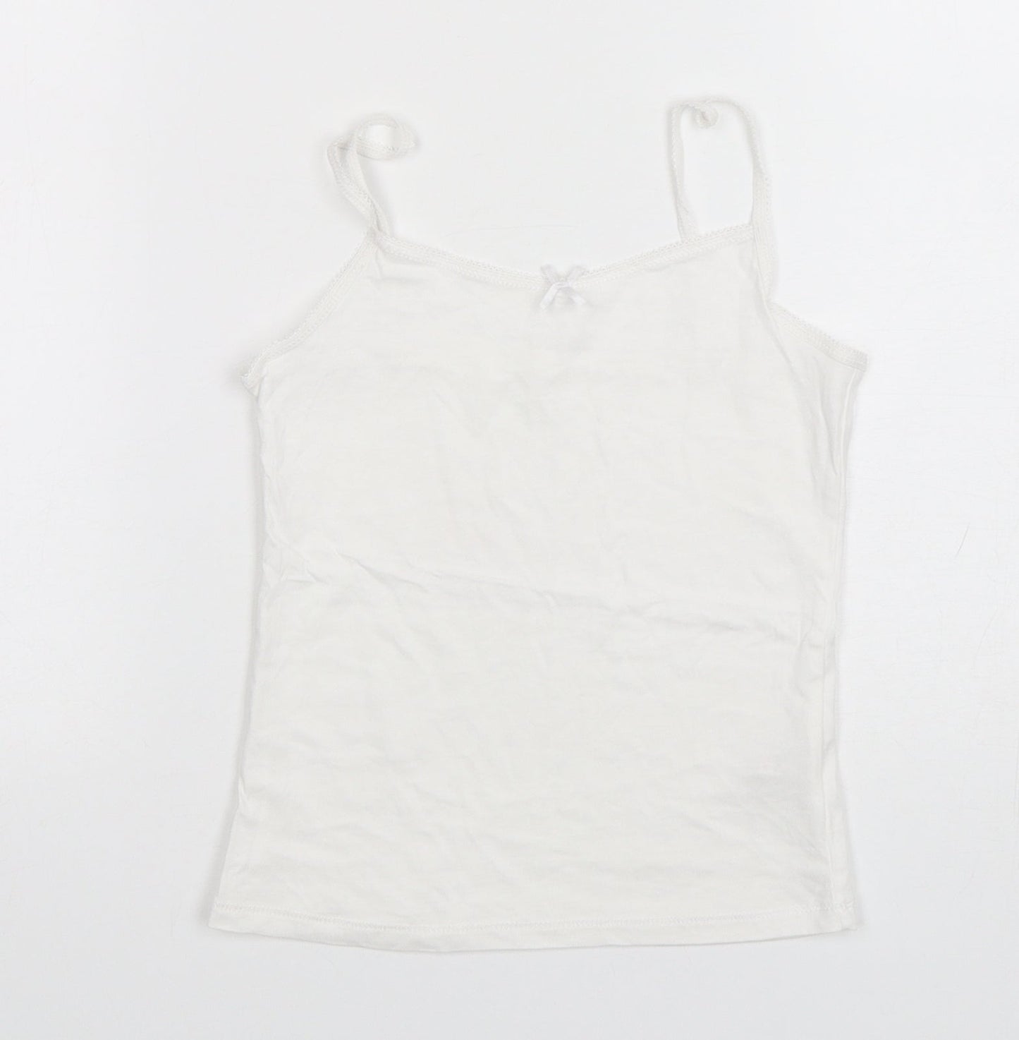 George Girls White  Cotton Camisole Tank Size 7-8 Years Round Neck Pullover