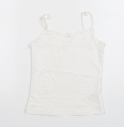 George Girls White  Cotton Camisole Tank Size 7-8 Years Round Neck Pullover