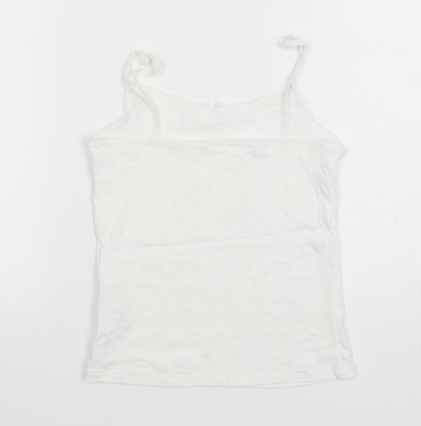 George Girls White  Cotton Camisole Tank Size 7-8 Years Round Neck Pullover
